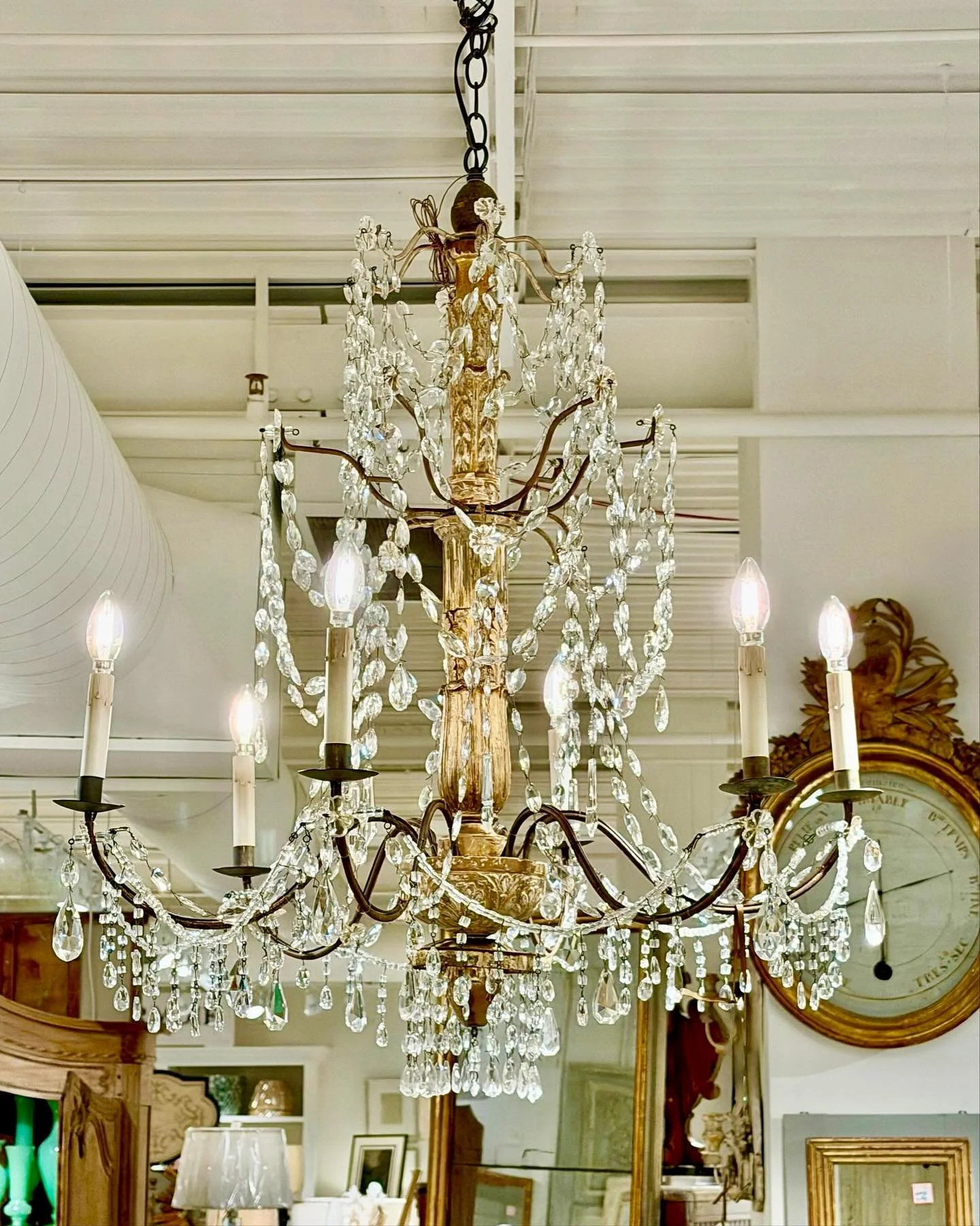 All that glitters…are all the new antique chandeliers from our last trip to France and Italy. Meticulously cleaned and expertly wired for the US, these gorgeous pieces are ready to be installed in their new forever homes. Discover our extensiv