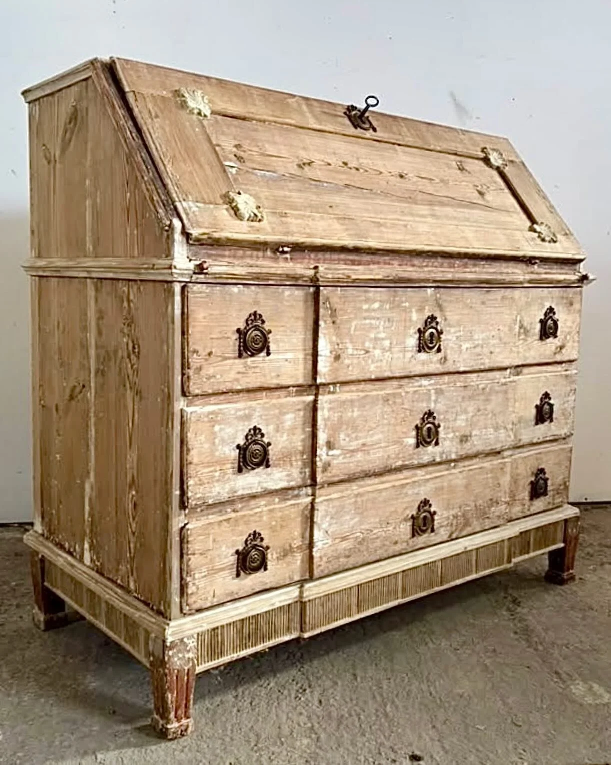 Arriving soon in our next container&mdash;Antique Gustavian Period Secretary. Swedish, c.1780. Dimensions are 44W x 22D x 44H. Discover our extensive collection of one-of-a-kind, hand-selected European Antiques and Curated Decor. Find more details an