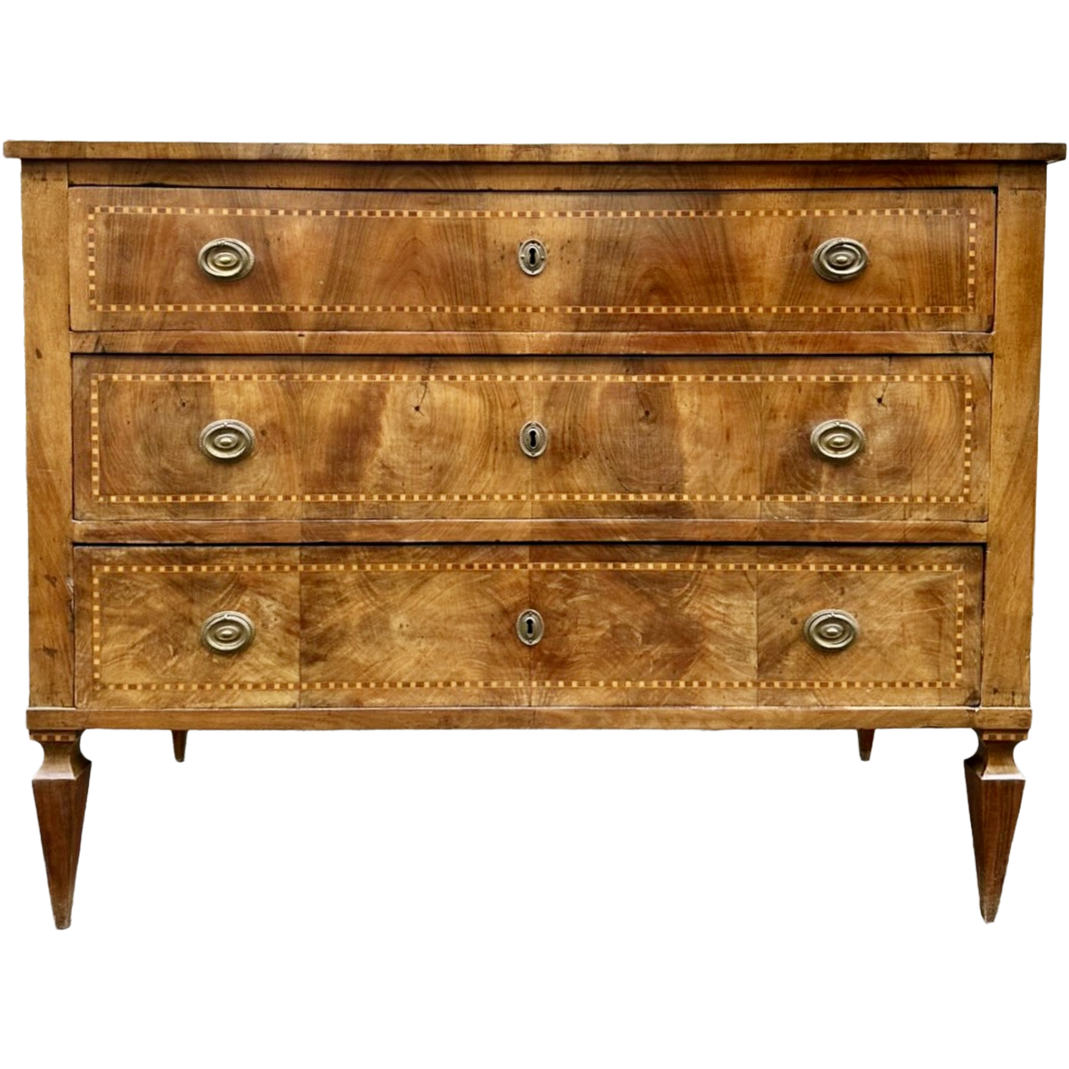 Antique Louis XVI Period Walnut Chest with Inlay