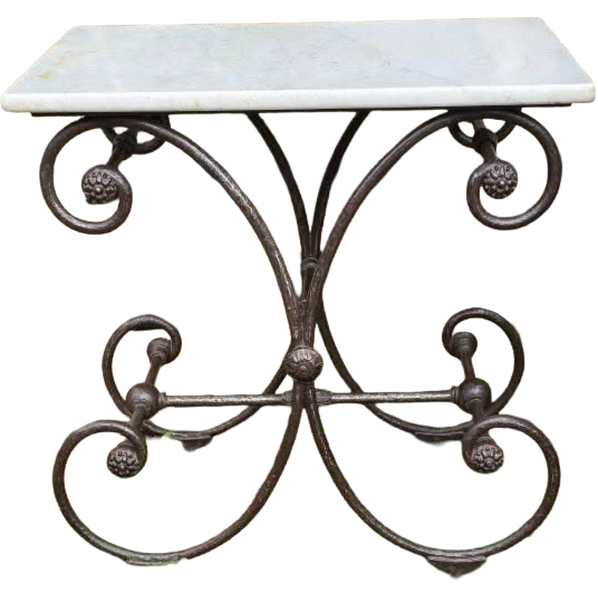 Antique Iron and Marble Top Patisserie Table