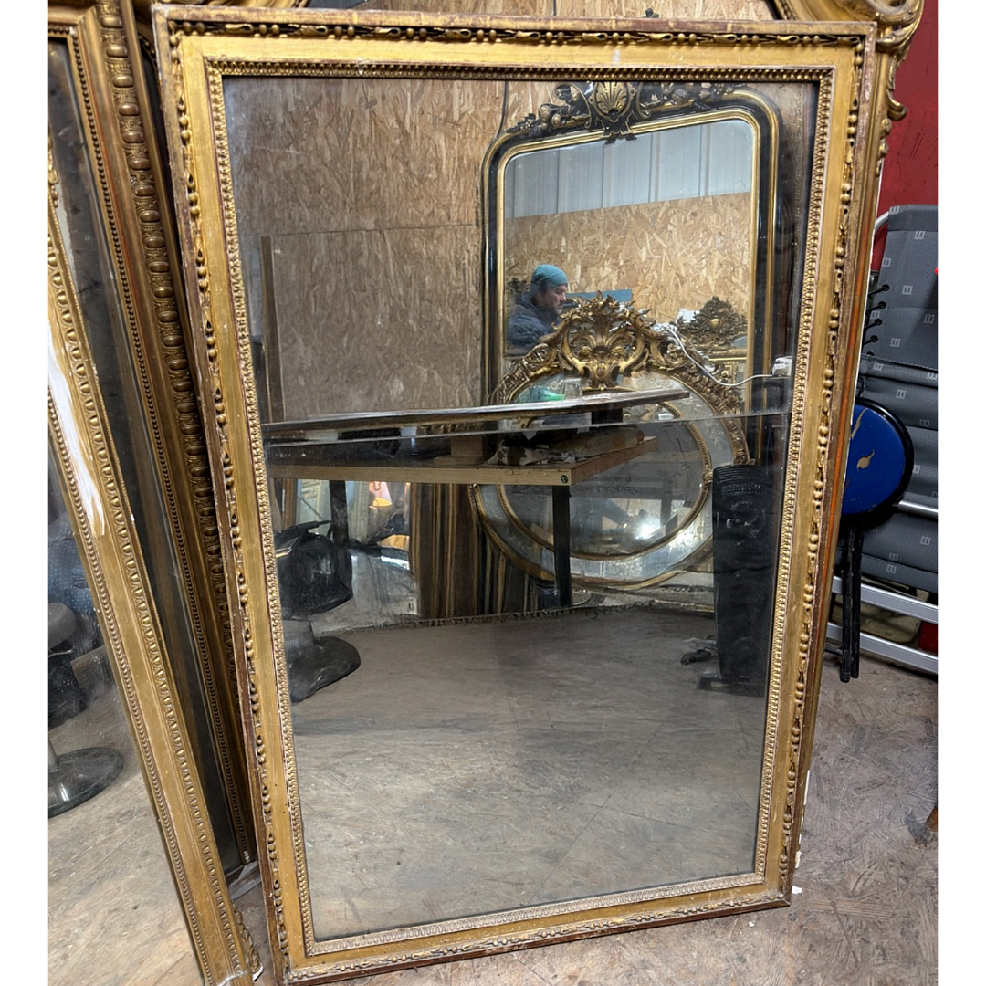 Antique Gold Gilt Louis Philippe Mirror with Split Glass