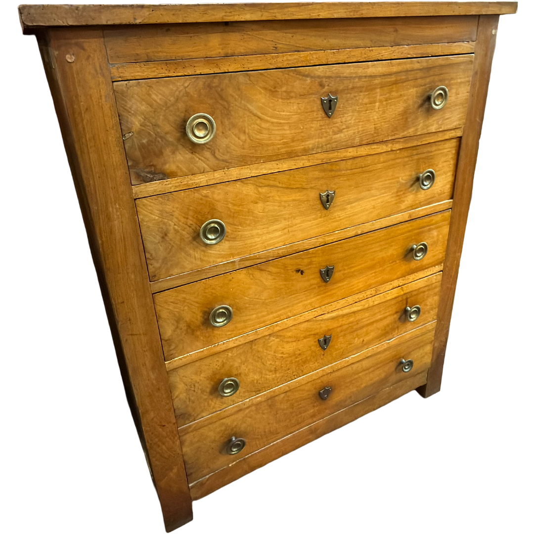 Antique Louis Philippe-Style Walnut 5-Drawer Chest