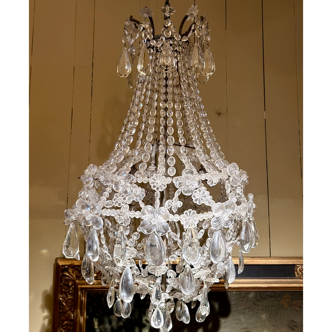 Antique Crystal and Pearls Chandelier