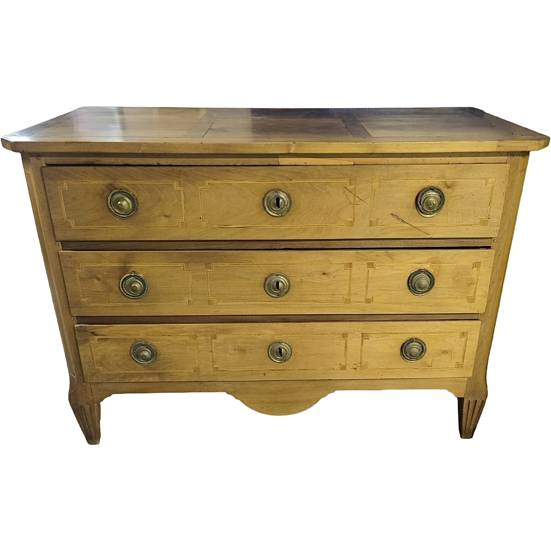 Antique Louis XVI Period Walnut Chest with Inlay