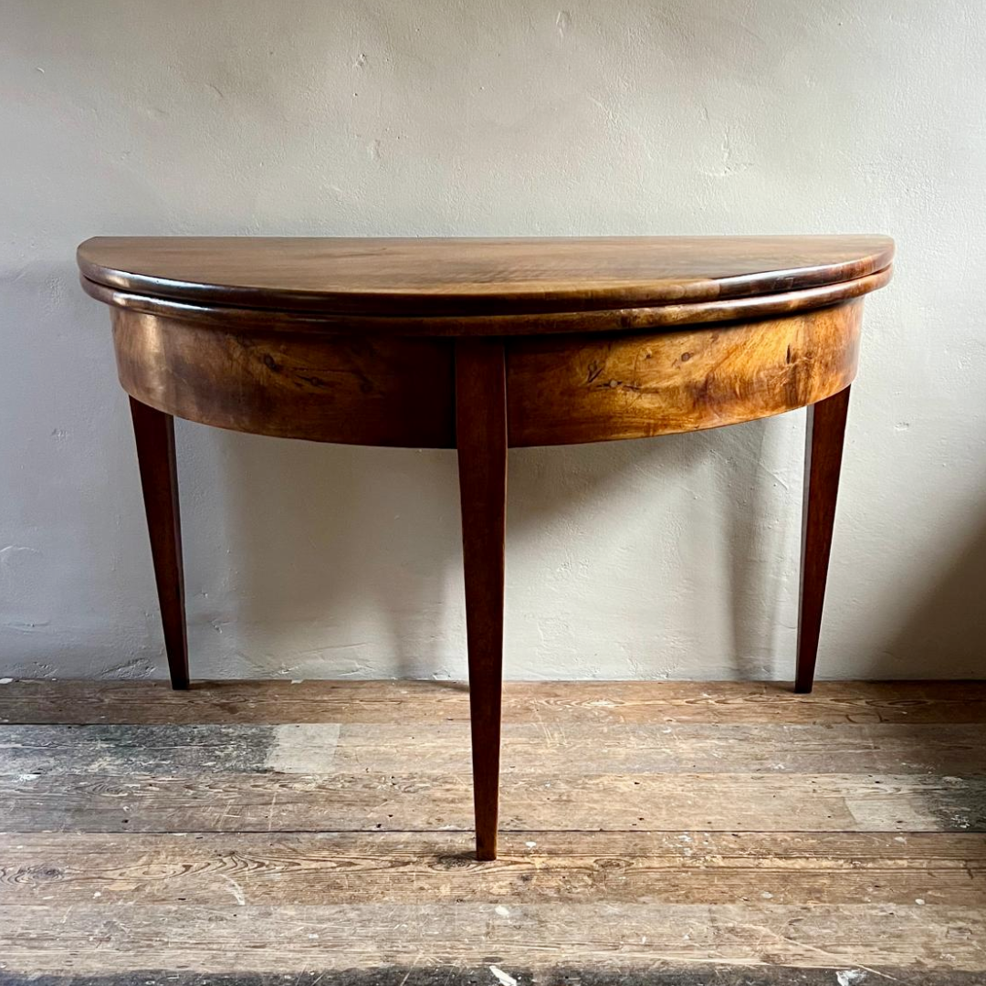 Antique Walnut Demilune Table