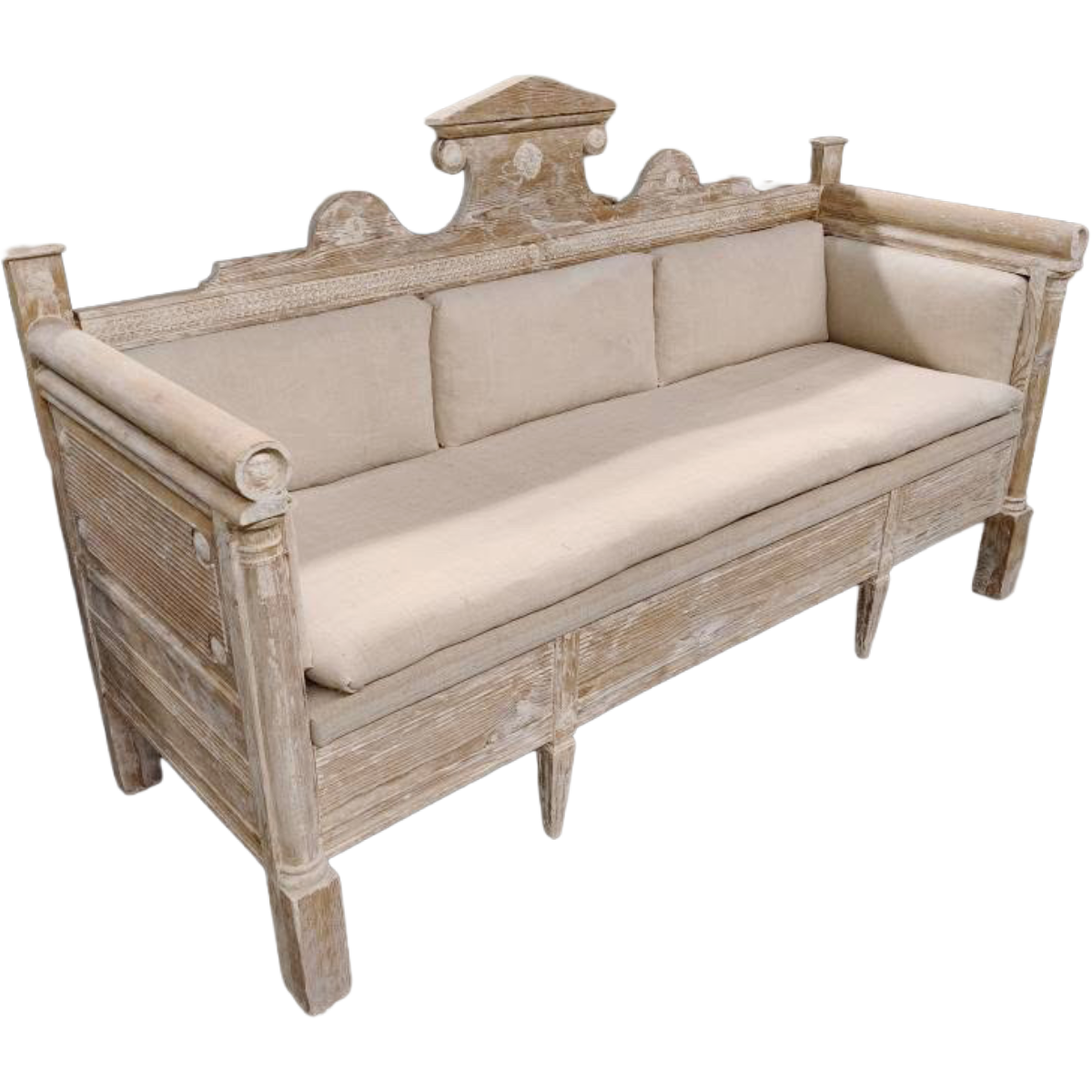 Antique Gustavian Period Sofa in Original Finish with Back Pediment