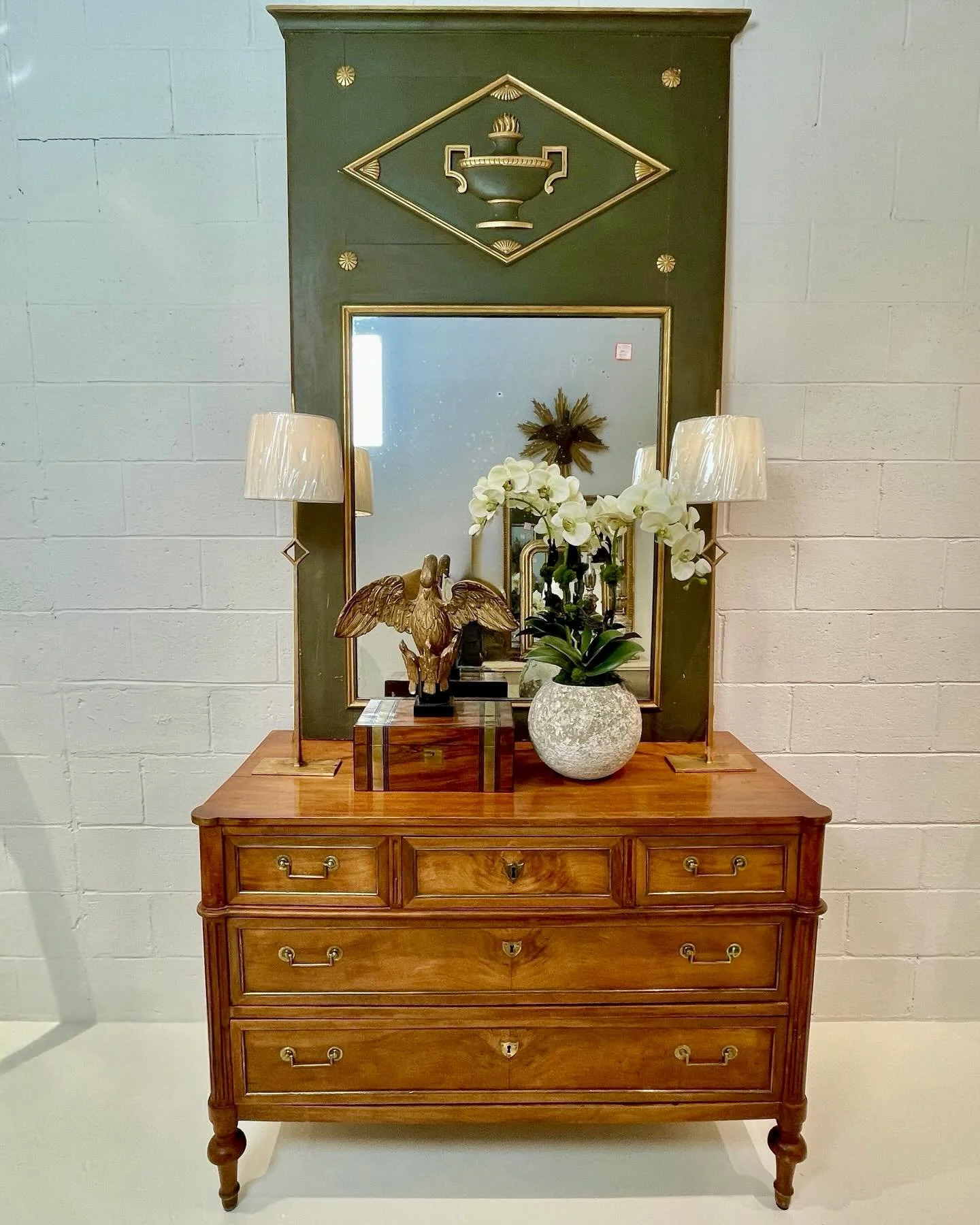 Clean Lines of Louis + Elegant Empire Style = Pure Perfection. Discover our extensive collection of one-of-a-kind, hand-selected European Antiques and Curated Decor. Find more details and pics on our website at www.heritagemarkdesign.com. Shipping av