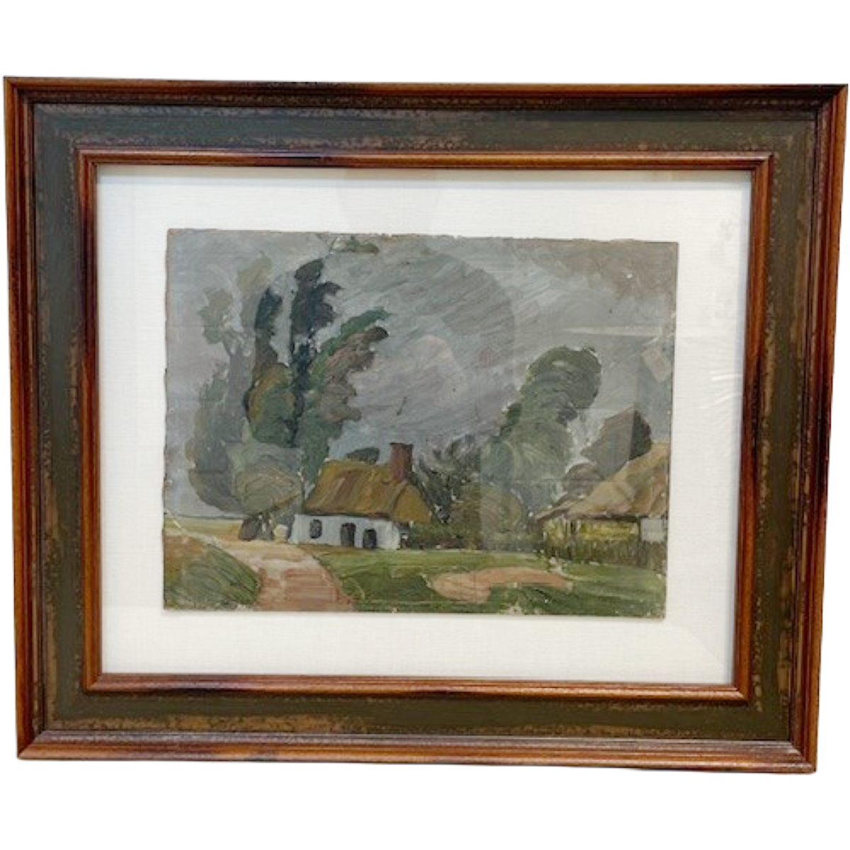Antique Oil on Panel | House in Cypress Grove