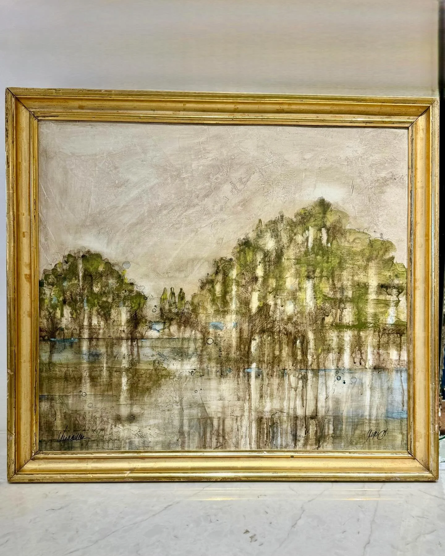 New Arrival&mdash;another large Gigi Davis original from her Versailles series. 30W x 27H in an Antique Gilt Frame. They never last long! Discover our exciting collection of one-of-a-kind, hand-selected Original Art and Curated Decor. For more inform