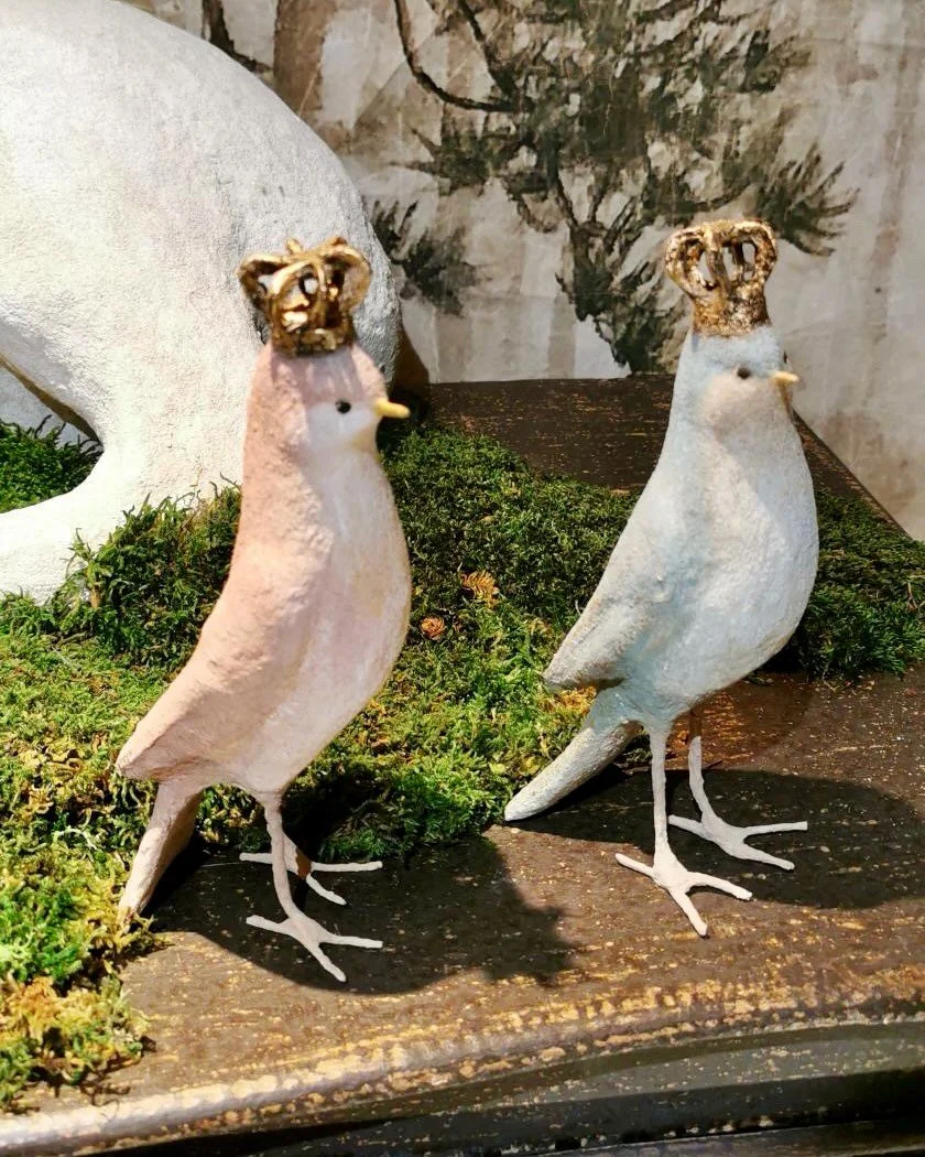 Making their way to Heritage&mdash;Handmade Papier M&acirc;ch&egrave; Crowned Birds by a favorite Parisian artist. Discover our exciting collection of one-of-a-kind, hand-selected Curated Decor and Original Art. For more information:
&bull;Call: 704-
