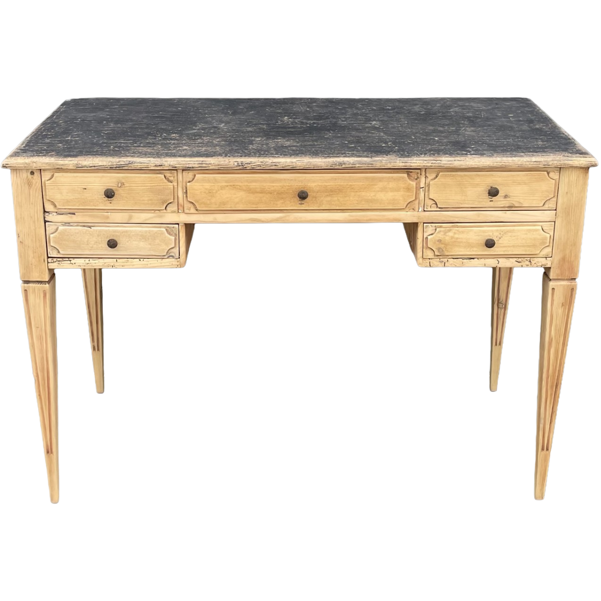 Antique Swedish Bleached Pine Writing Table with Painted Top