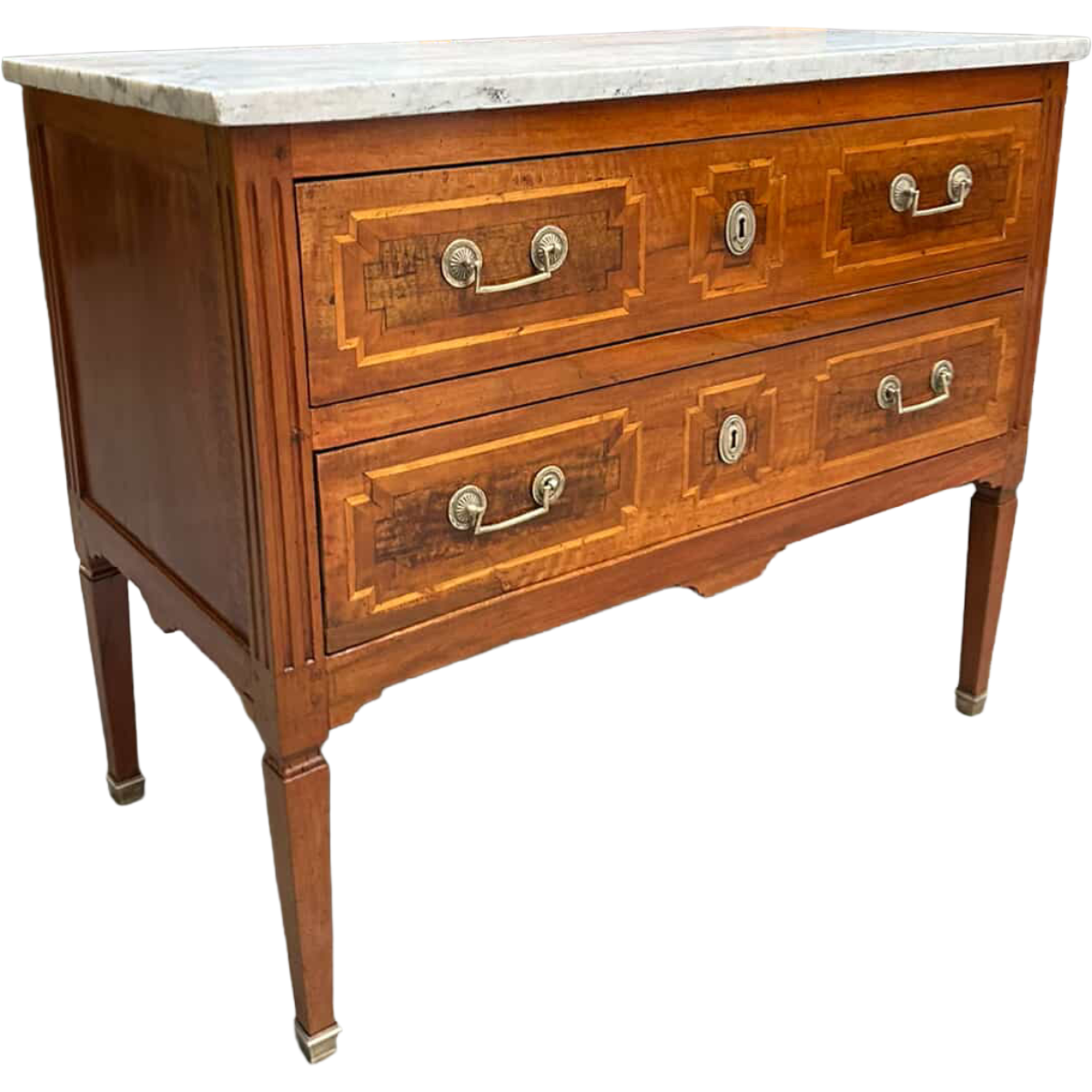 Antique Louis XVI Period Inlaid Mahogany Sauteuse