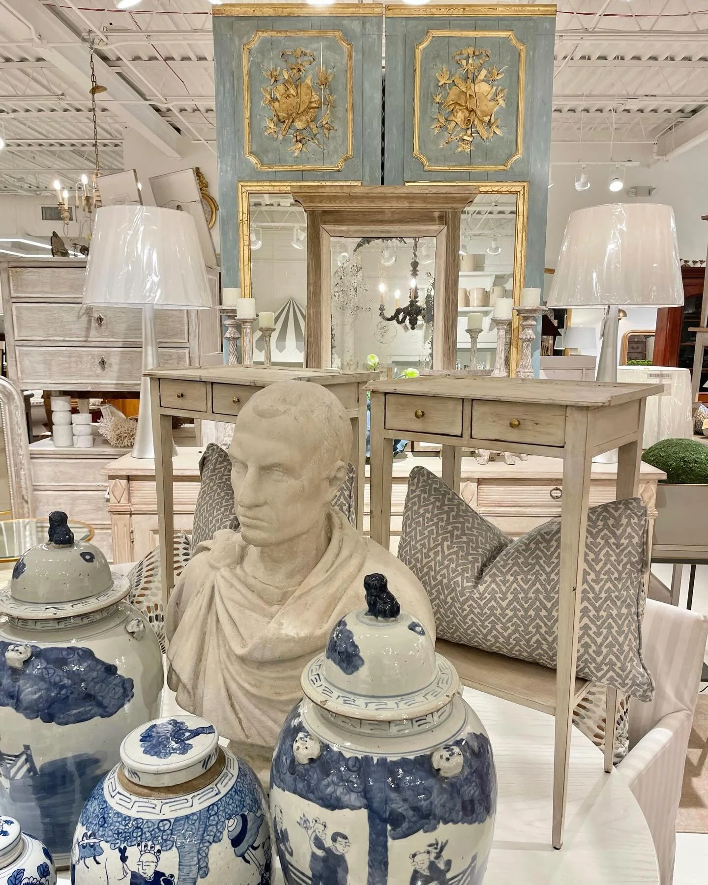 Just in from France&mdash;The prettiest little petite pairs of side tables ever! Discover our extensive collection of one-of-a-kind, hand-selected European Antiques and Curated Decor. Find more details and pics on our website at www.heritagemarkdesig