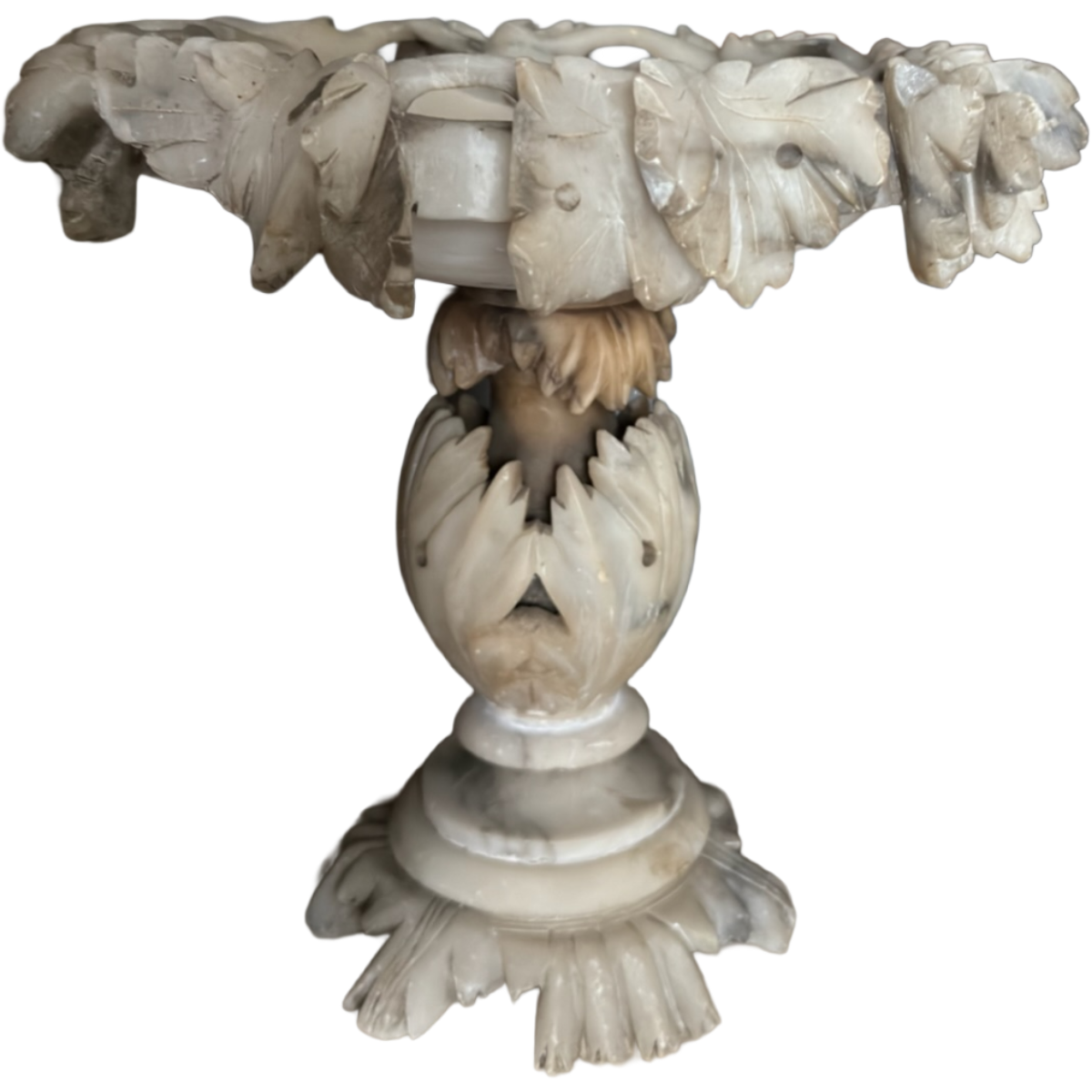 Antique Hand Carved Alabaster Compote Centerpiece
