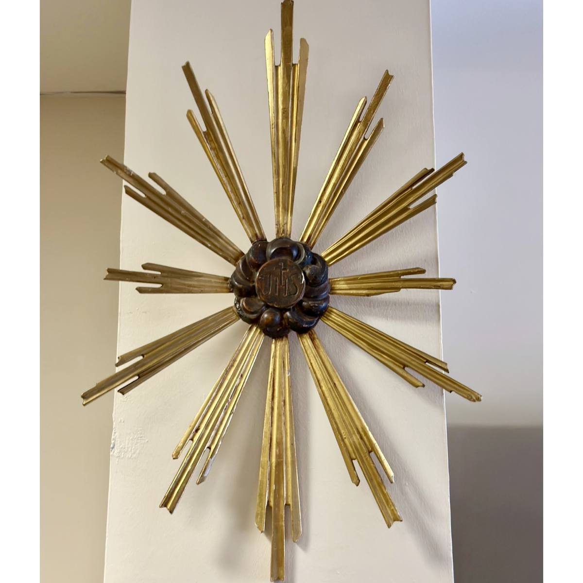 Antique Hand Carved Gilt Wood Starburst