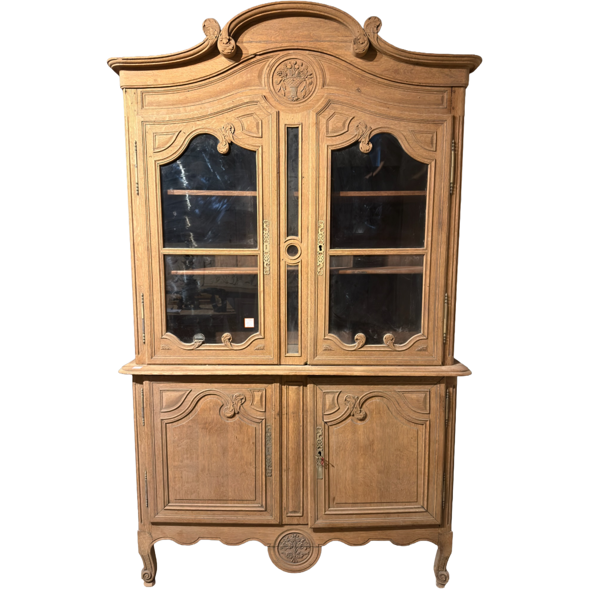 Antique Louis XV-Style Natural Oak Buffet Deux Corps