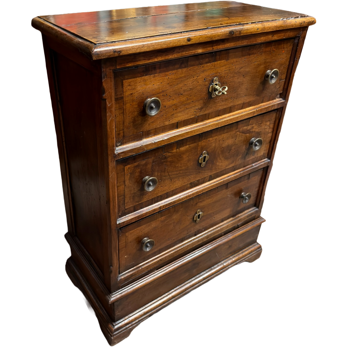 Antique Tuscan Walnut 3-Drawer Petite Chest