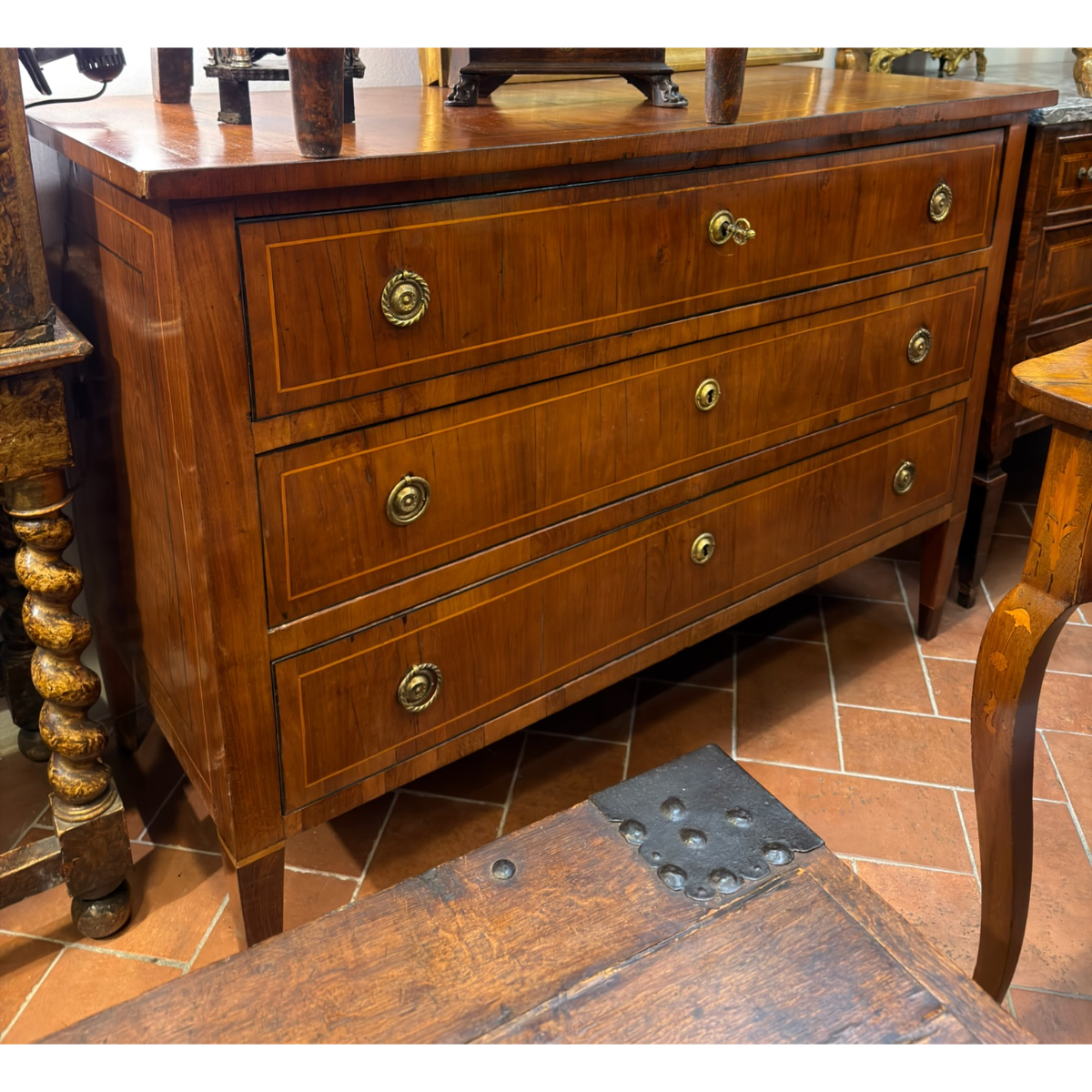 Antique Louis XVI Period Cherry Chest with Inlay