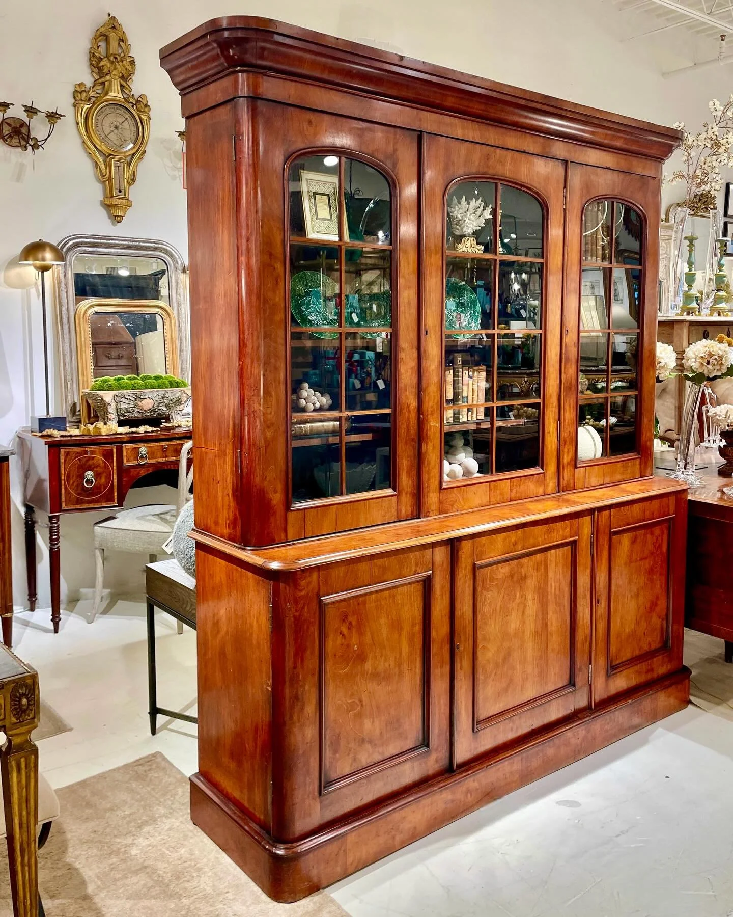 Just in from France&mdash;Antique Louis Philippe-Style Mahogany Bookcase. French, c.1880. Dimensions are 75.7W x 19D x 83H. Discover our extensive collection of one-of-a-kind, hand-selected European Antiques and Curated Decor. Find more details and p
