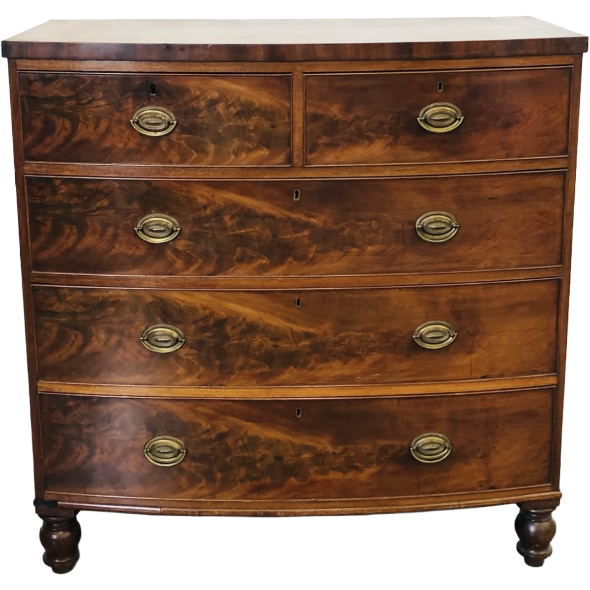 Antique Regency Period Mahogany Bow Front Chest