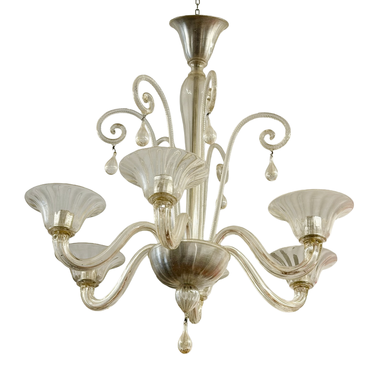 MCM Murano Glass 6-Arm Chandelier