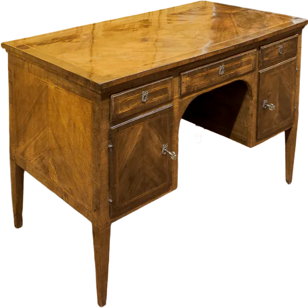 Antique Louis XVI Period Florentine Walnut Desk with Ash Inlay