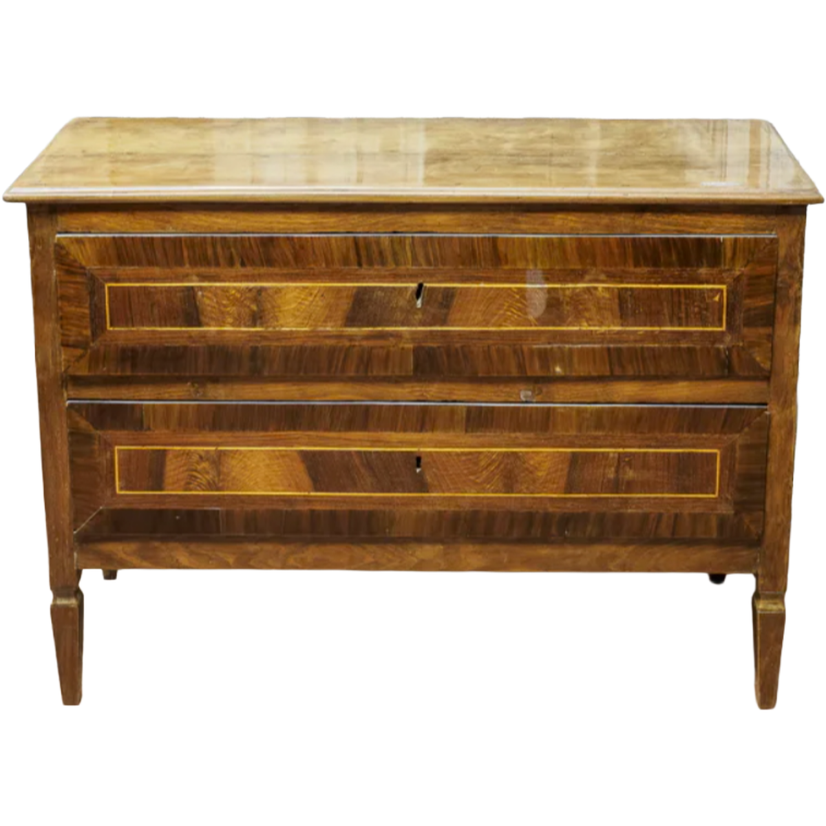 Antique Louis XVI Period Tuscan Walnut Chest with Boxwood Inlay