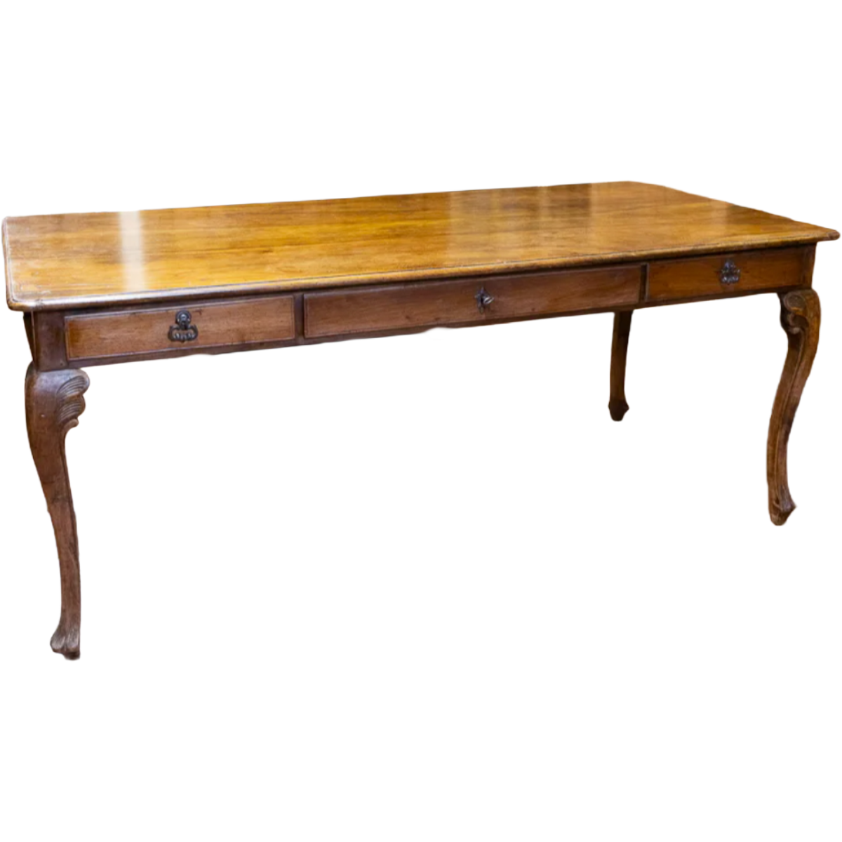 Antique Louis XV Period Venetian Walnut Writing Table/Dining Table with 3 Drawers