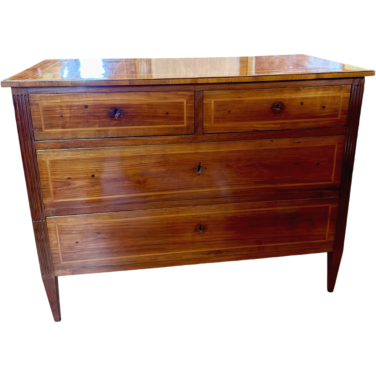 Antique Louis XVI Period Tuscan Cherry Chest with Boxwood Inlay