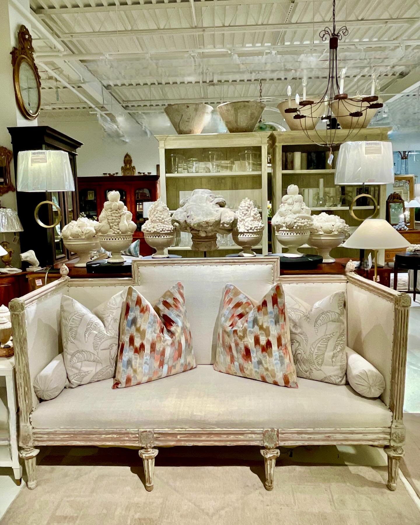 Just in&mdash;Antique Gustavian Period Sofa in Original Finish. Swedish, c.1780. Dimensions are 75W x 28.3D x 42.1H | 18.1SH. Discover our extensive collection of one-of-a-kind, hand-selected European Antiques and Curated Decor. Find more details and