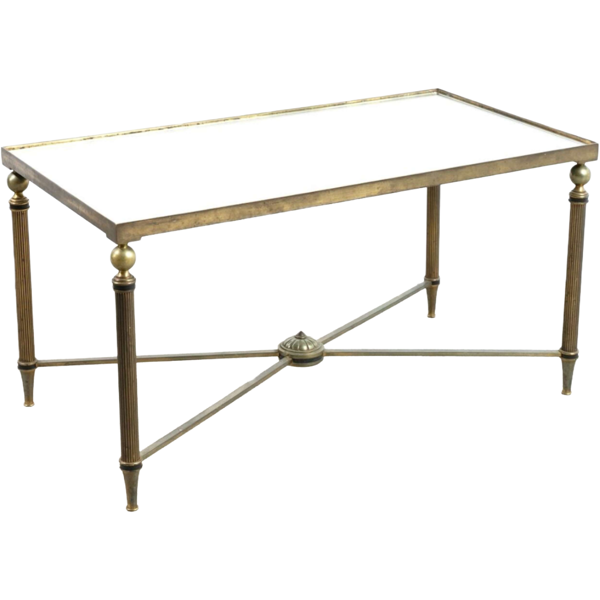 MCM Brass and Glass Maison Jansen Cocktail Table with Mirrored Top