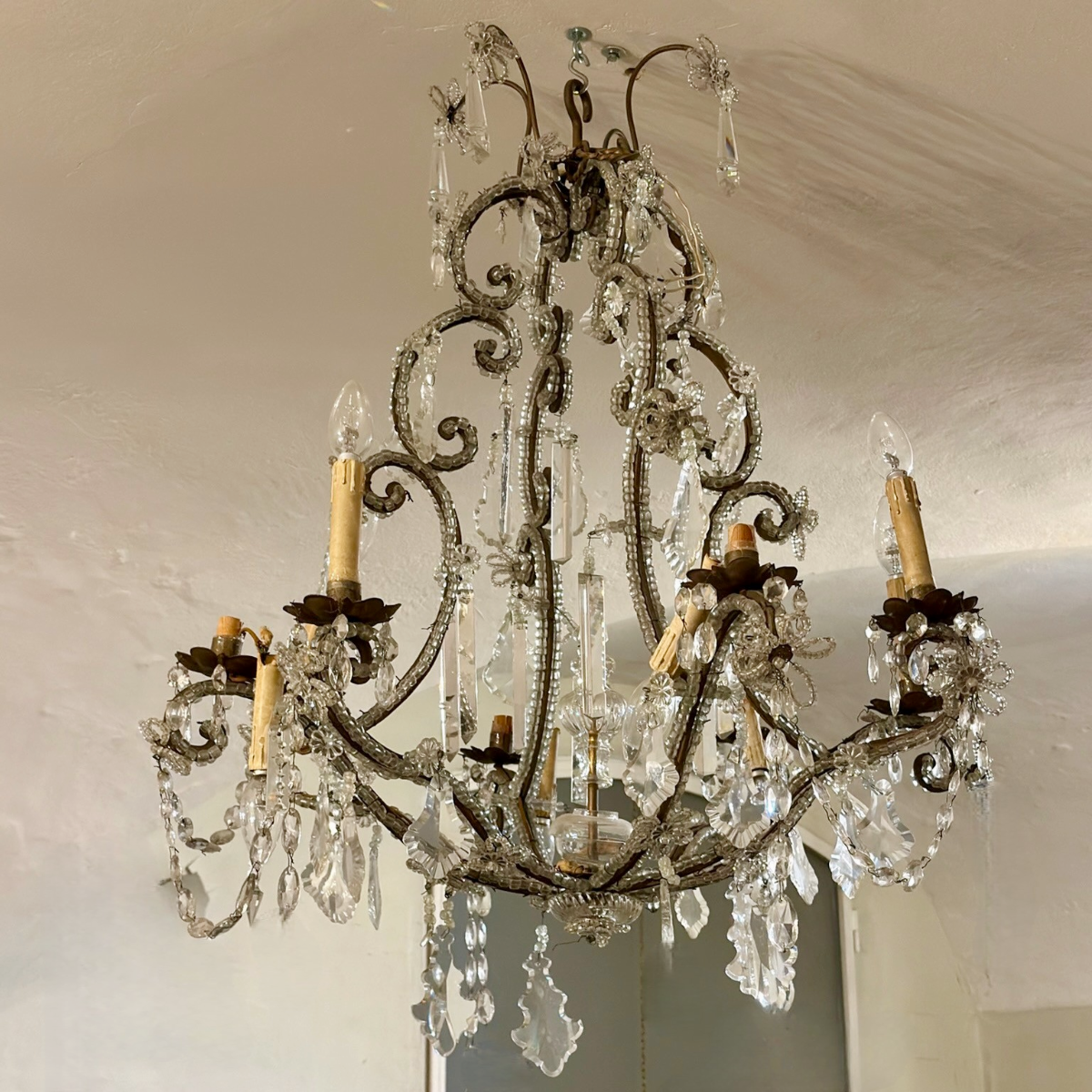 Antique Maria Theresa Beaded Crystal Chandelier