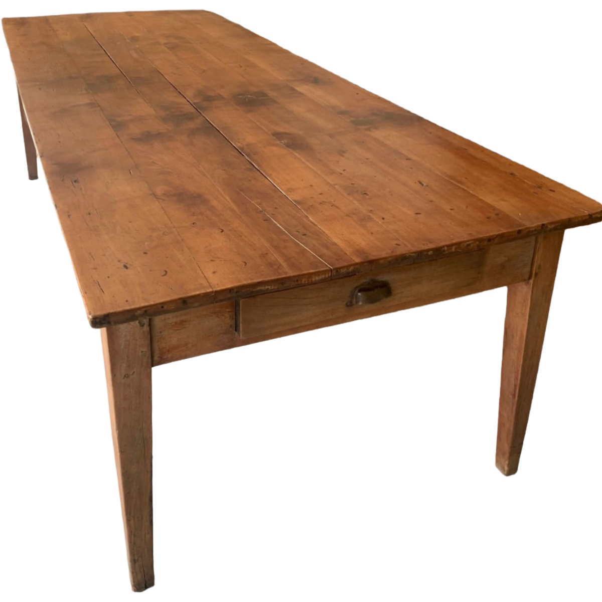 Antique Fruitwood Dining Table with Drawer on End