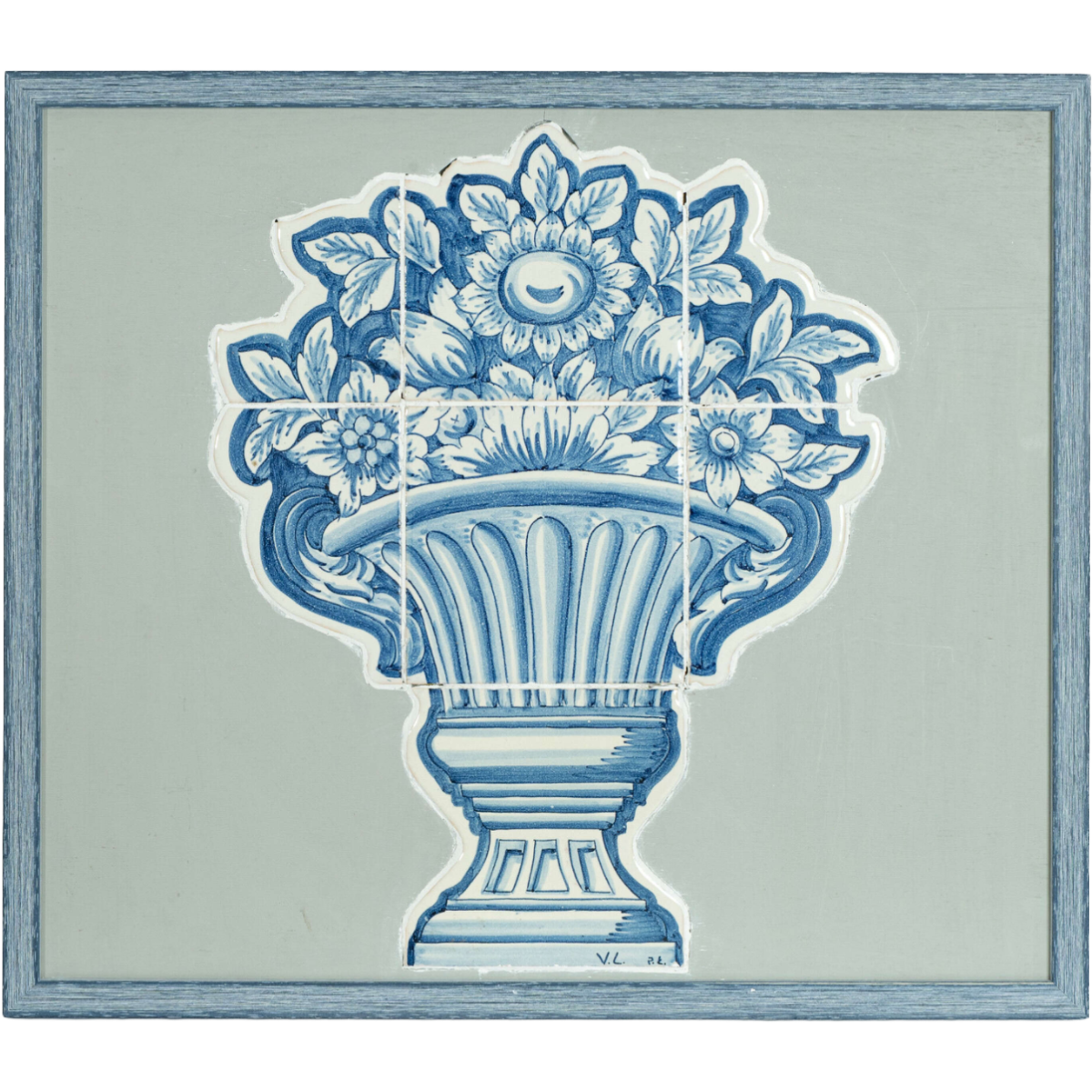 Antique Framed Hand Painted Delft Tile Plaque