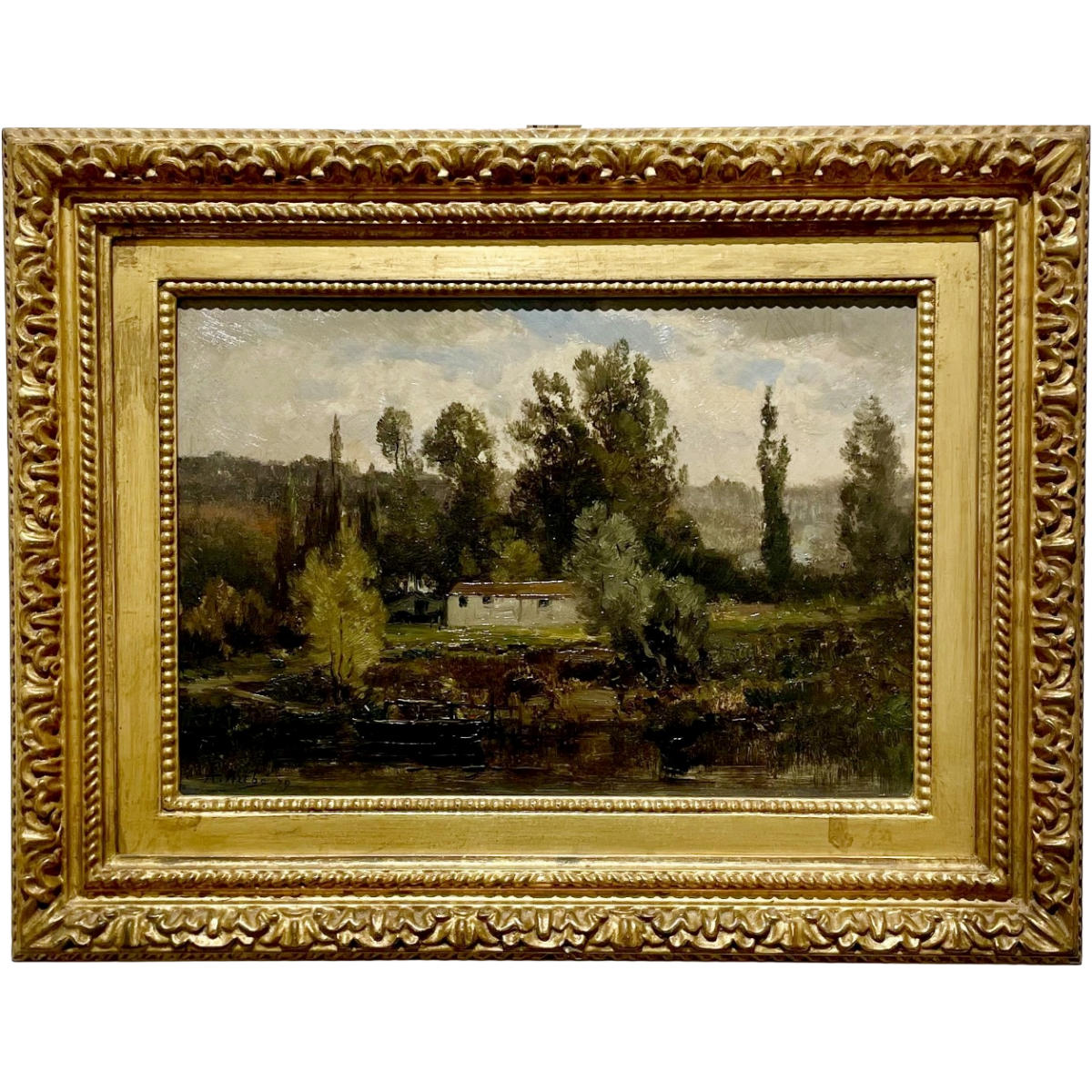 Antique Oil on Canvas in Original Gilt Frame | Countryside Cottage