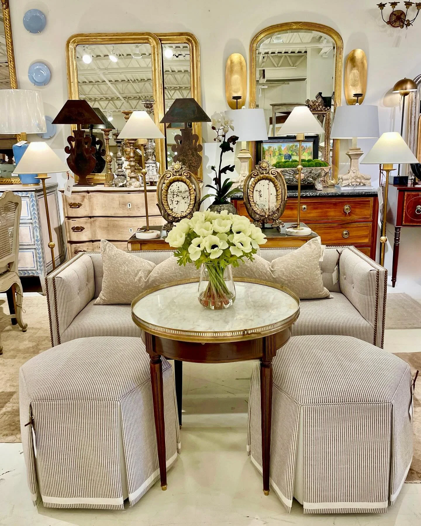 Beautiful new upholstery in stock and available immediately! Discover our exciting collection of hand-selected Custom Upholstery. Find more details and pics on our website at www.heritagemarkdesign.com. Shipping available. #heritageclt #curateddecor 