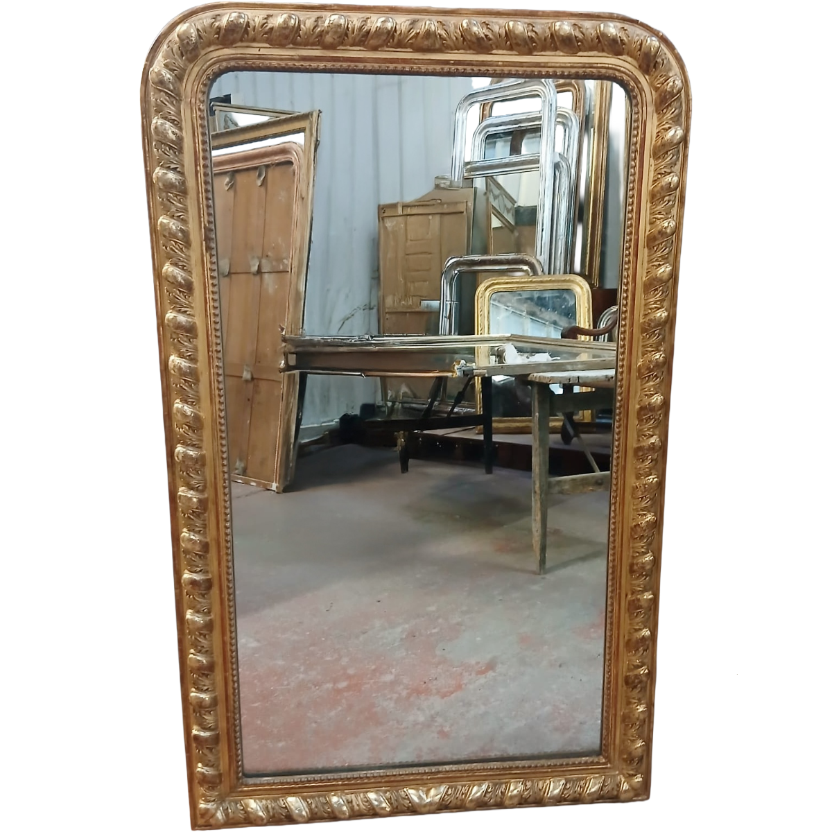 Antique Hand Carved Gold Gilt Napoleon III Mirror with Acanthus Leaf Detail