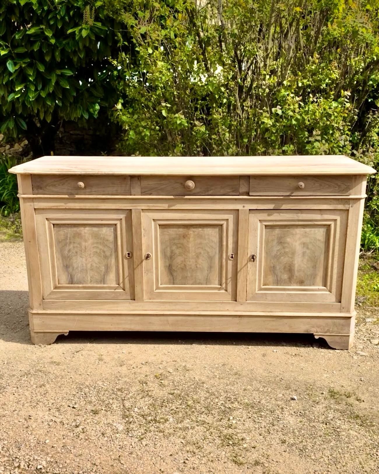 Beautifully bleached. Antique Bleached Walnut Enfilade. French, c.1870. Dimensions are 70.8W x 23.6D x 37.4H. Discover our extensive collection of one-of-a-kind, hand-selected European Antiques and Curated Decor. Find more details and pics on our web
