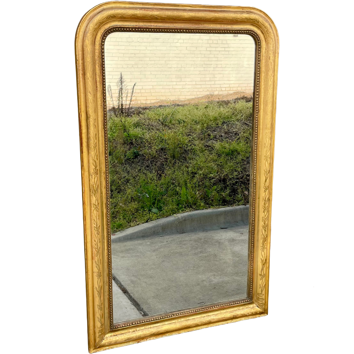 Antique Hand Carved Gold Gilt Louis Philippe Mirror with Floral Carving Detail