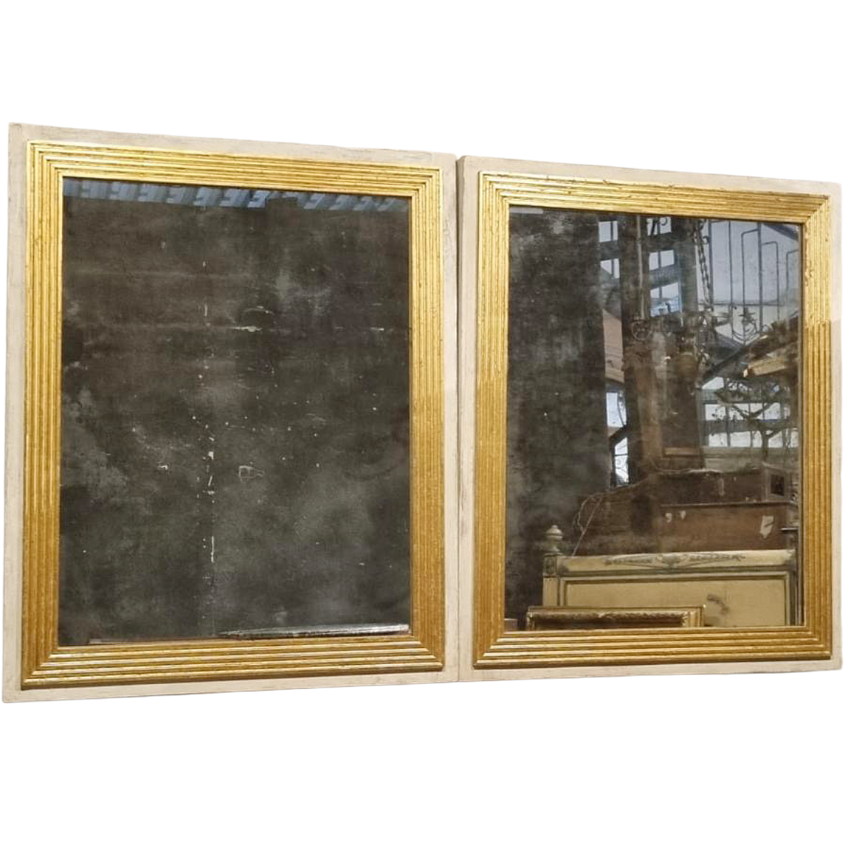 Reeded Mirror with Antique Glass | Pair