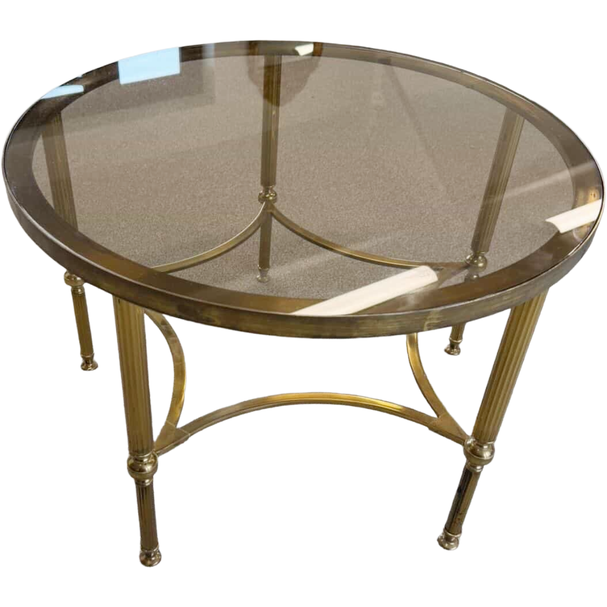 MCM Parisian Brass and Glass Round Cocktail Table