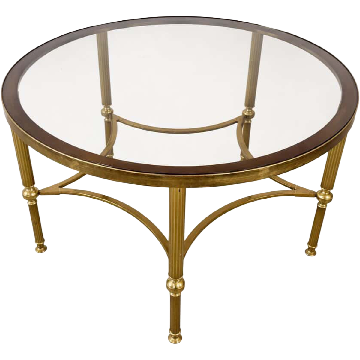 MCM Parisian Brass and Glass Round Cocktail Table