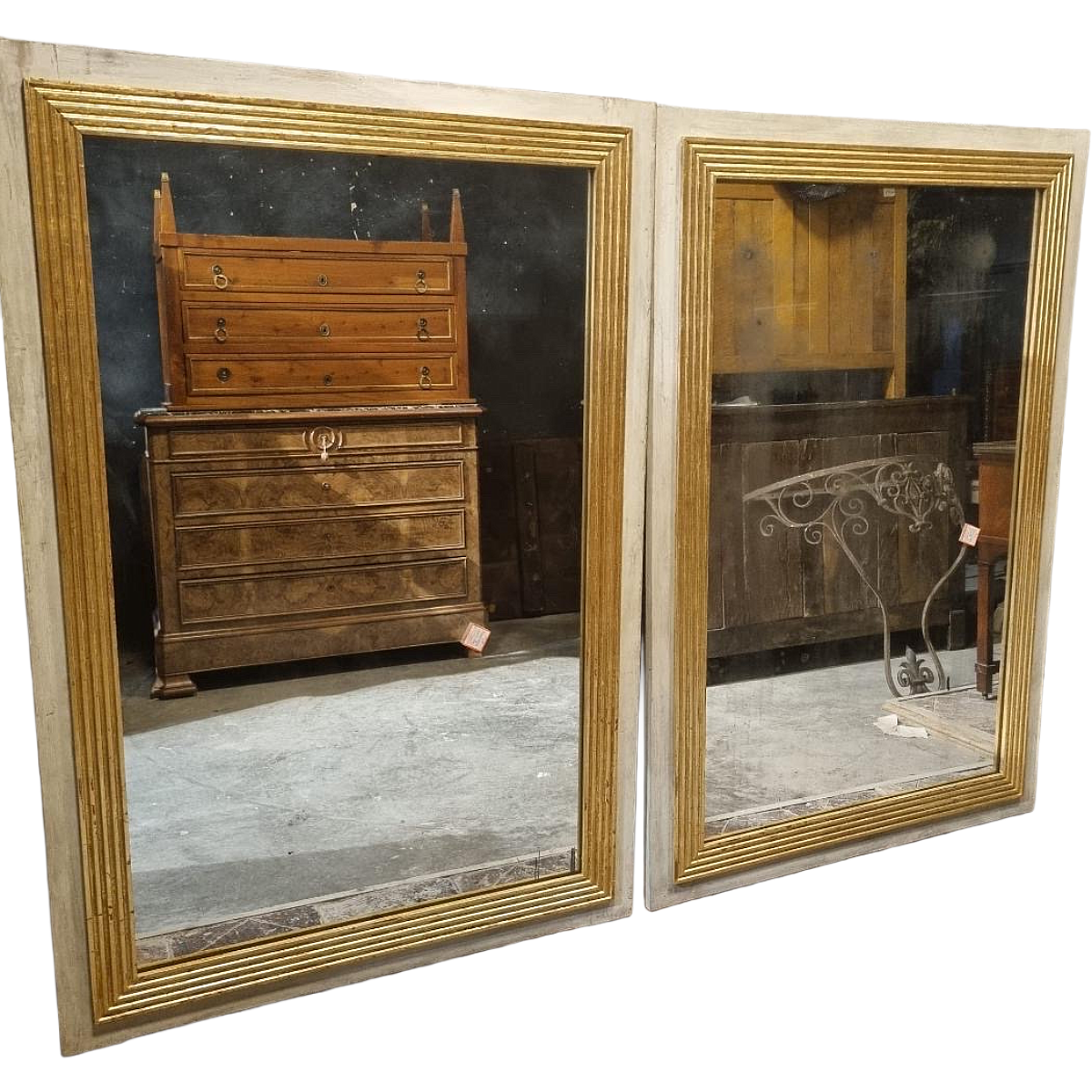 Reeded Mirror with Antique Glass | Pair