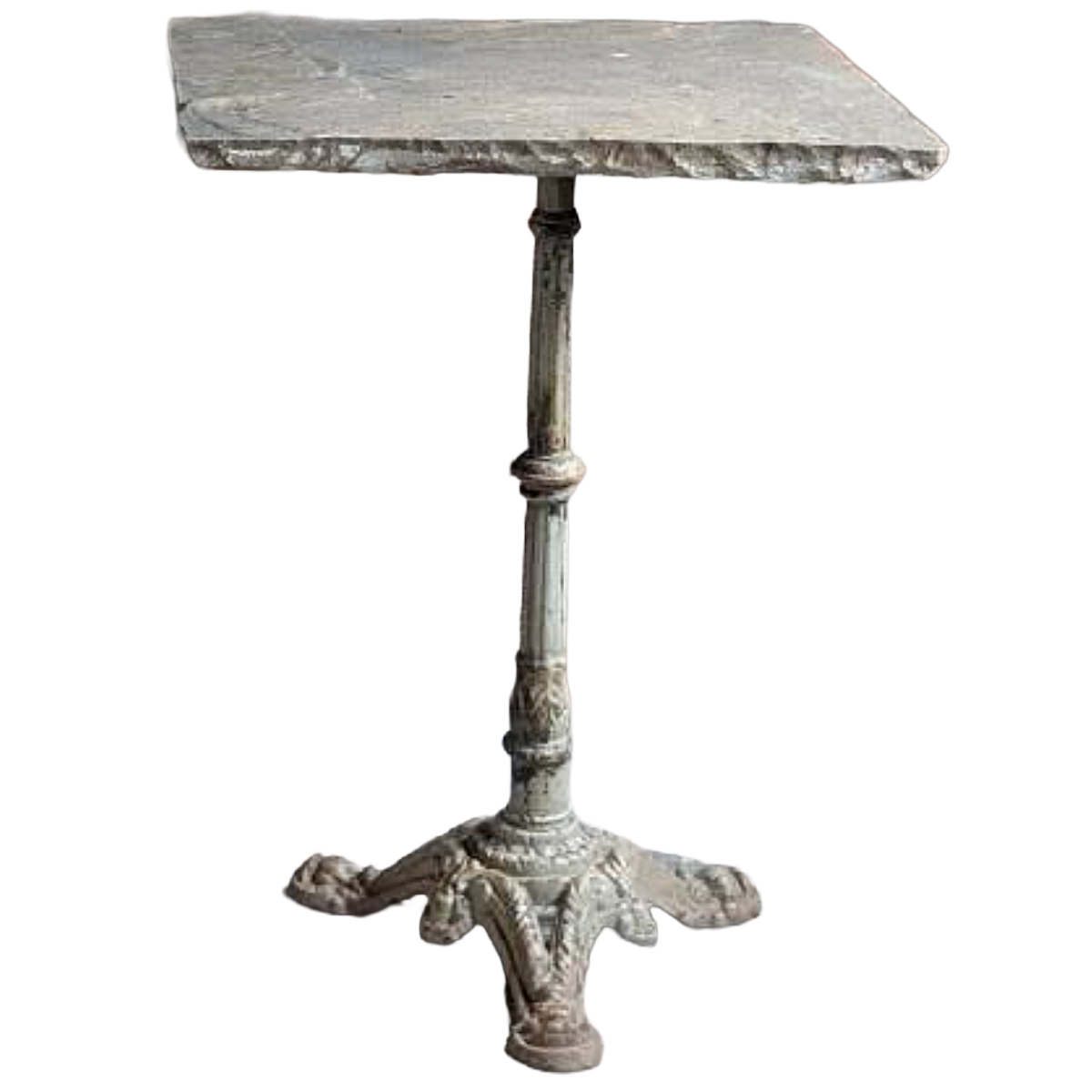 Antique Iron Garden Side Table with Stone Top