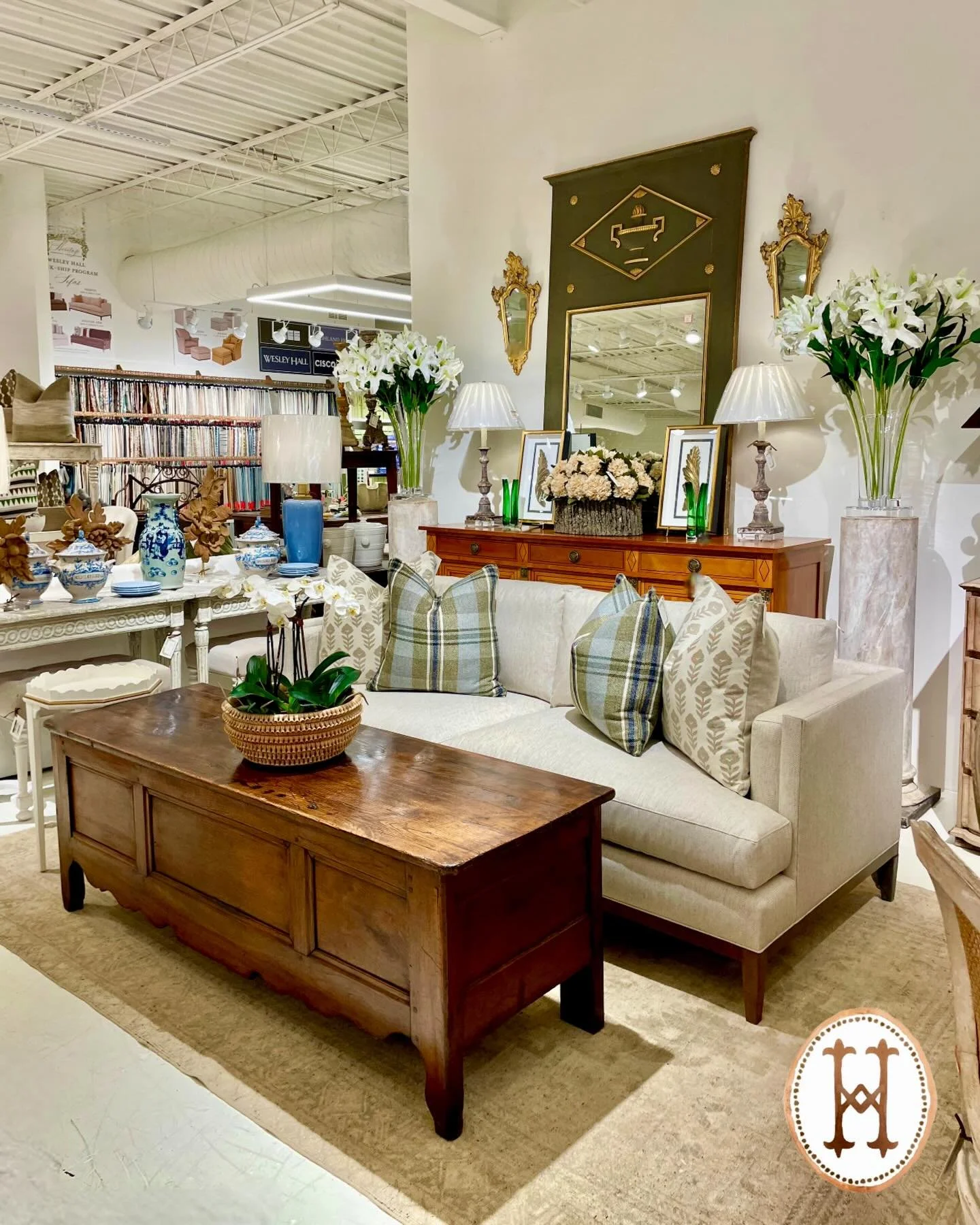 More new @wesleyhallfurniture upholstery delivered today&mdash;including the ever-popular Peretti sofa! Discover our exciting collection of hand-selected Custom Upholstery. Find more details and pics on our website at www.heritagemarkdesign.com. Ship