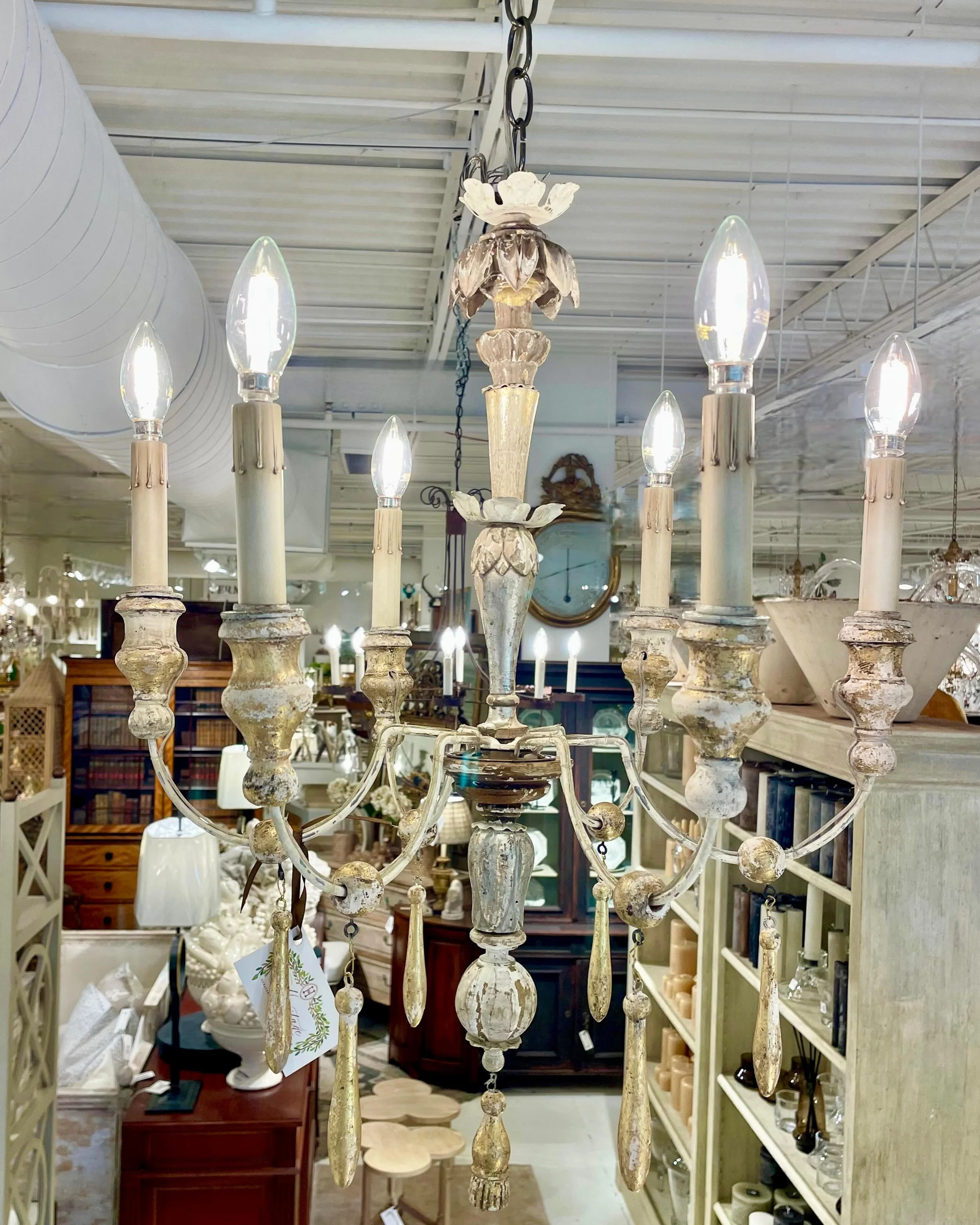 The prettiest petite Antique Italian Fragment Chandelier we ever did see! Dimensions are 20W x 27H. Crafted using 18th &amp; 19th century Italian fragments. The perfect Foyer or Powder Room fixture! Discover our extensive collection of one-of-a-kind,