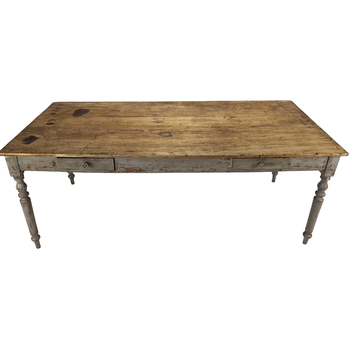 Antique Pitch Pine Painted Dining Table