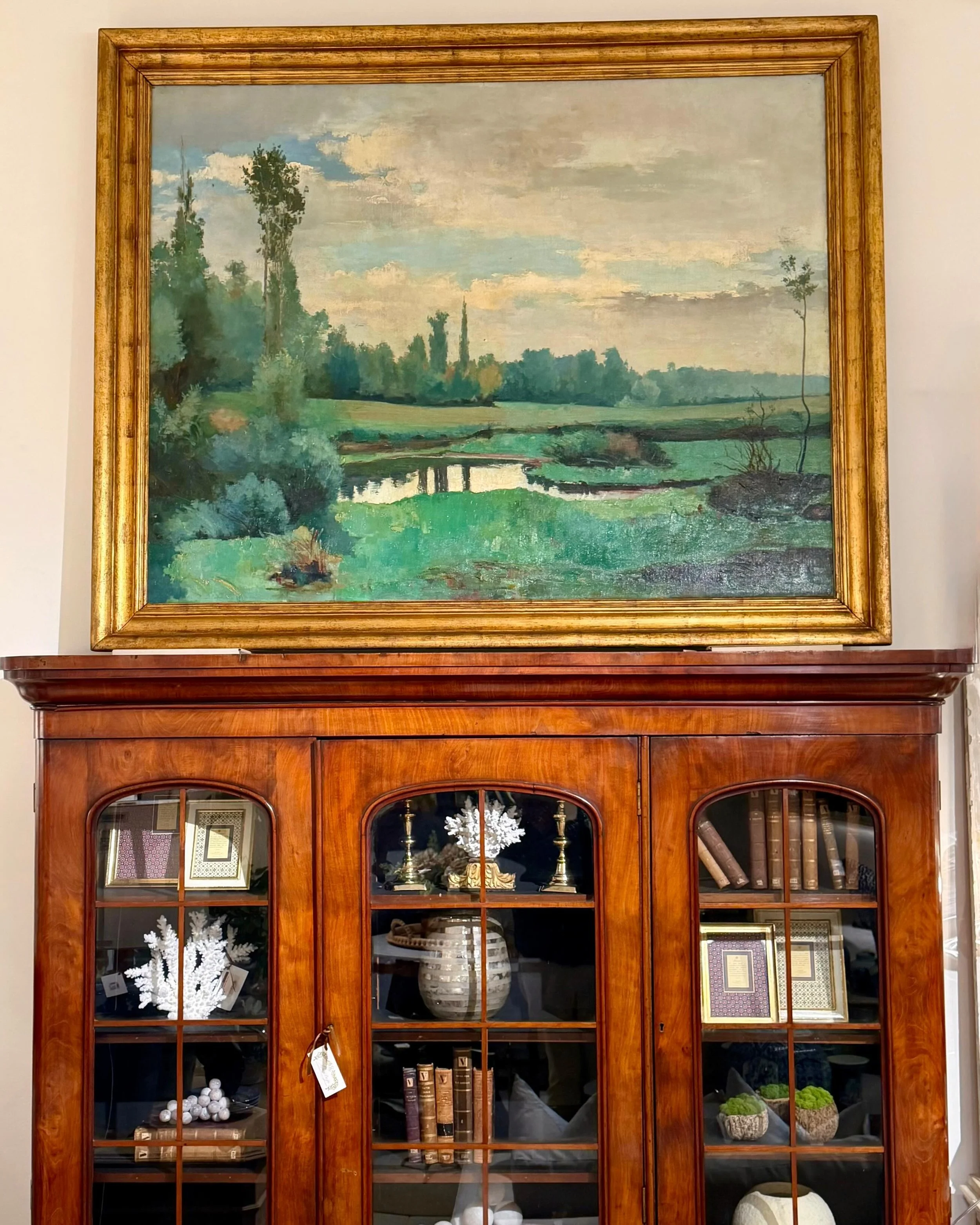 Today&rsquo;s impressive stunner we just unwrapped from our latest container from France! An Original Signed Antique Oil on Canvas in the Original Gold Gilt Frame. French, c.1930. Impressive dimensions of 65.5W x 52.5H. Who needs a double-height wall