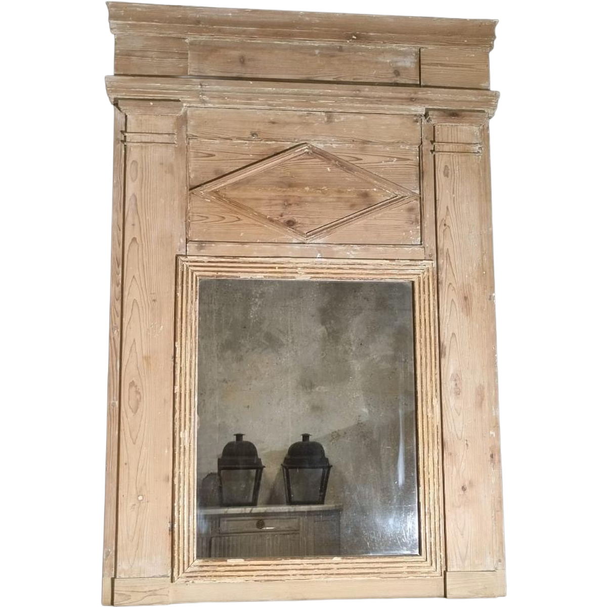 Antique Directoire Period Stripped Trumeau Mirror