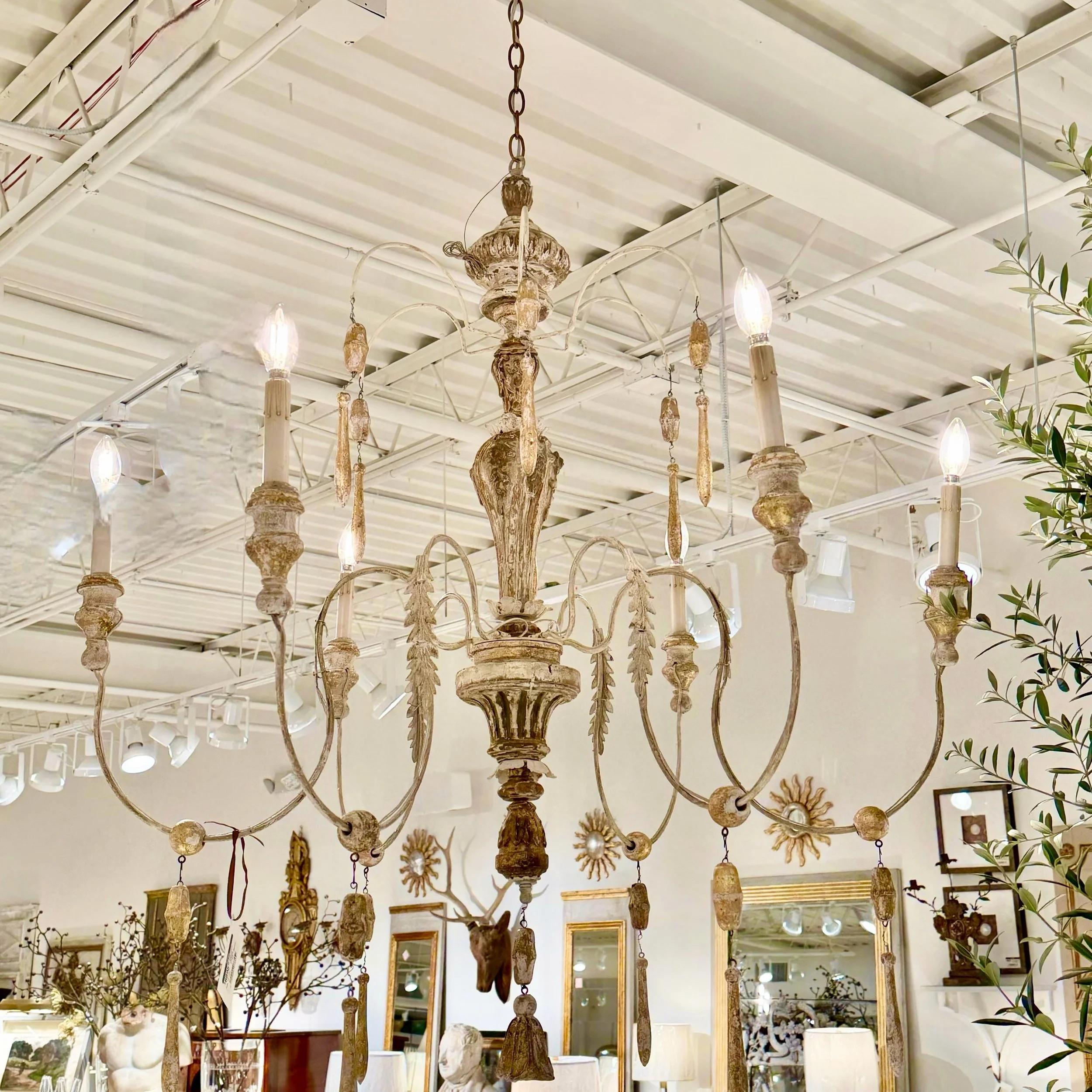 Just back from the work room today&mdash;Antique Italian Fragment Chandeliers. Hand crafted from ancient Italian elements and fragments. Newly wired for the US and ready to install in your beautiful space! Discover our extensive collection of one-of-
